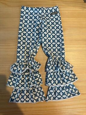 Matilda Jane Blue & White Geometric Ruffle Bell Bottoms